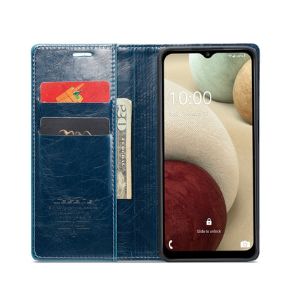 For Samsung Galaxy A12 CaseMe 003 Crazy Horse Texture Leather Phone Case(Blue) - Galaxy Phone Cases by CaseMe | Online Shopping South Africa | PMC Jewellery | Buy Now Pay Later Mobicred