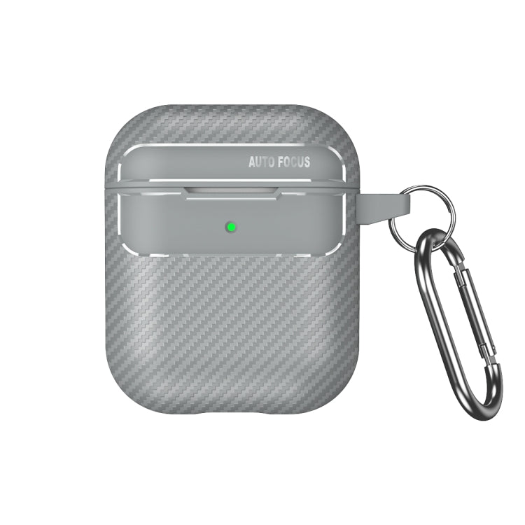 For AirPods 1 / 2 Carbon Fiber Texture Anti-fall Earphone Protective Case(Grey) - For AirPods 1/2 by PMC Jewellery | Online Shopping South Africa | PMC Jewellery | Buy Now Pay Later Mobicred