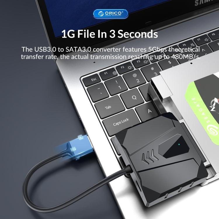 ORICO UTS2 USB 3.0 2.5-inch SATA HDD Adapter with 12V 2A Power Adapter, Cable Length:0.3m(EU Plug) - USB to IDE / SATA by ORICO | Online Shopping South Africa | PMC Jewellery | Buy Now Pay Later Mobicred