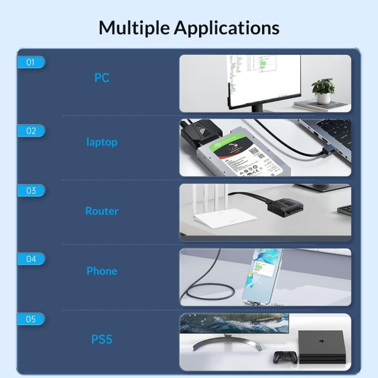 ORICO UTS2 USB 3.0 2.5-inch SATA HDD Adapter with 12V 2A Power Adapter, Cable Length:0.5m(US Plug) - USB to IDE / SATA by ORICO | Online Shopping South Africa | PMC Jewellery | Buy Now Pay Later Mobicred