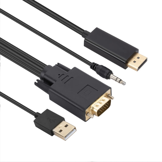 VGA to DisplayPort Adapter Cable with Audio Band Power Supply, Length: 1.8m(Black) - Cable by PMC Jewellery | Online Shopping South Africa | PMC Jewellery | Buy Now Pay Later Mobicred