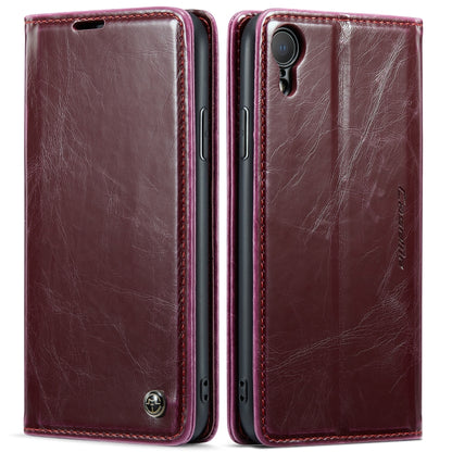 For iPhone XR CaseMe 003 Crazy Horse Texture Leather Phone Case(Wine Red) - More iPhone Cases by CaseMe | Online Shopping South Africa | PMC Jewellery | Buy Now Pay Later Mobicred