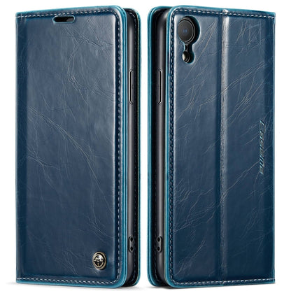 For iPhone XR CaseMe 003 Crazy Horse Texture Leather Phone Case(Blue) - More iPhone Cases by CaseMe | Online Shopping South Africa | PMC Jewellery | Buy Now Pay Later Mobicred