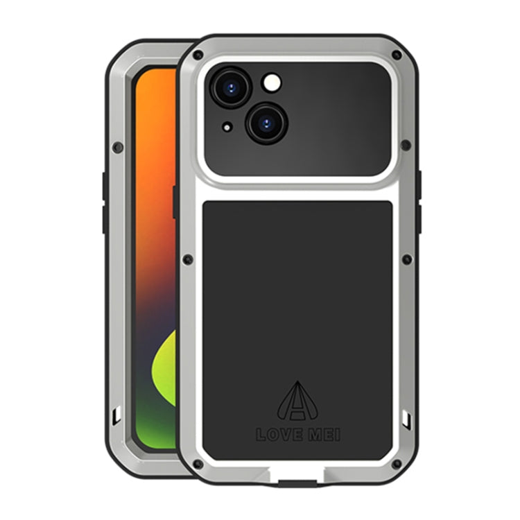 For iPhone 14 LOVE MEI Metal Shockproof Life Waterproof Dustproof Phone Case(Silver) - iPhone 14 Cases by LOVE MEI | Online Shopping South Africa | PMC Jewellery