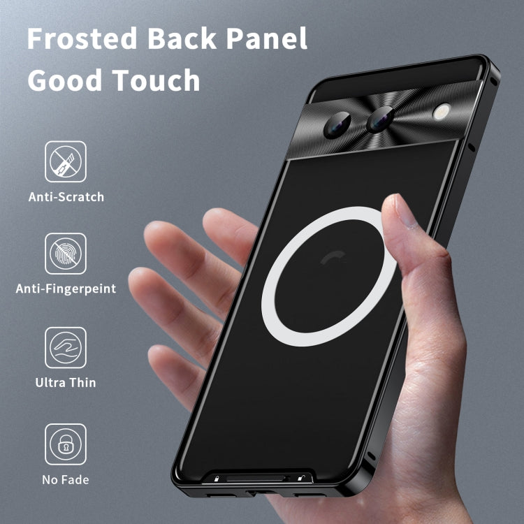 For Google Pixel 8a MagSafe Magnetic Frosted Metal Phone Case(Black) - Google Cases by PMC TechLife | Online Shopping South Africa | PMC TechLife | Buy Now Pay Later Mobicred