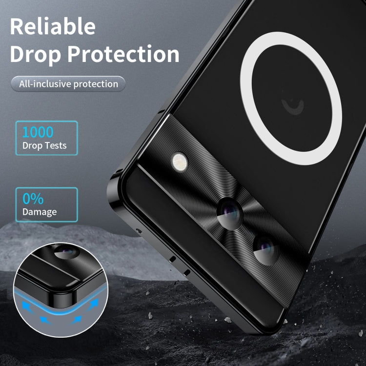 For Google Pixel 8a MagSafe Magnetic Frosted Metal Phone Case(Black) - Google Cases by PMC TechLife | Online Shopping South Africa | PMC TechLife | Buy Now Pay Later Mobicred