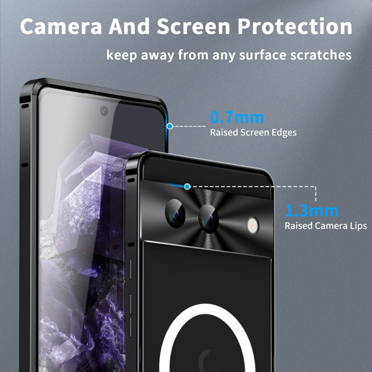 For Google Pixel 8a MagSafe Magnetic Frosted Metal Phone Case(Black) - Google Cases by PMC TechLife | Online Shopping South Africa | PMC TechLife | Buy Now Pay Later Mobicred