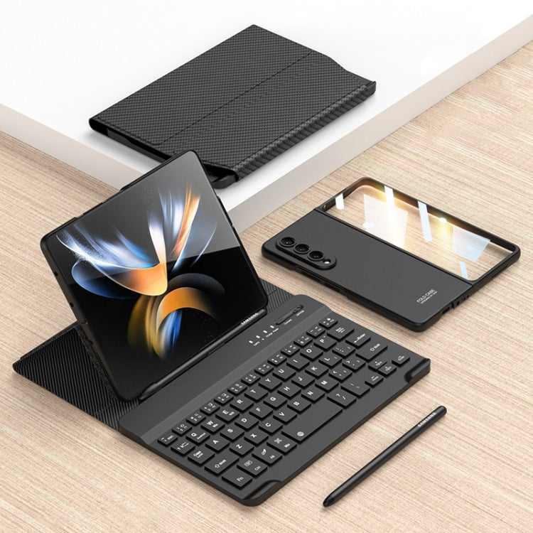 For Samsung Galaxy Z Fold3 5G Magnetic Folding Bluetooth Keyboard Leather Case(Carbon Fiber) - Samsung Keyboard by PMC Jewellery | Online Shopping South Africa | PMC Jewellery