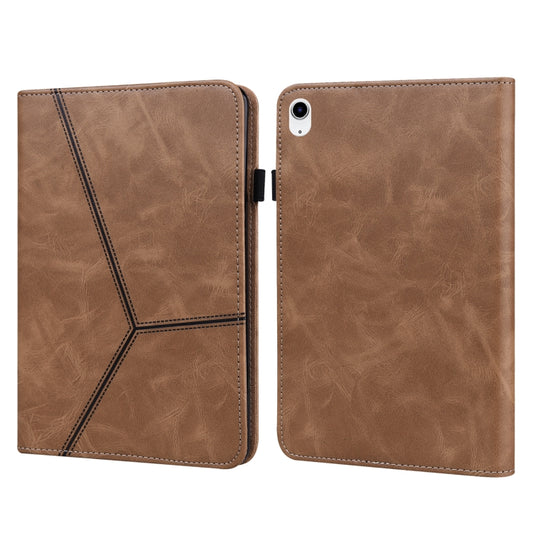 For iPad 10th Gen 10.9 2022 Solid Color Embossed Striped Leather Tablet Case(Brown) - iPad 10th Gen 10.9 Cases by PMC Jewellery | Online Shopping South Africa | PMC Jewellery