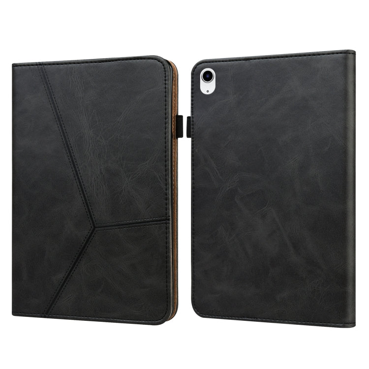 For iPad 10th Gen 10.9 2022 Solid Color Embossed Striped Leather Tablet Case(Black) - iPad 10th Gen 10.9 Cases by PMC Jewellery | Online Shopping South Africa | PMC Jewellery