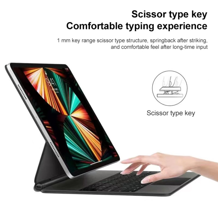 For iPad Pro 12.9 inch 2021/2020/2018 BP129 luetooth Keyboard Leather Case with Touch Pad(Black) - For iPad Pro by PMC Jewellery | Online Shopping South Africa | PMC Jewellery