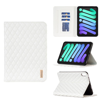 For iPad mini 6 Elegant Rhombic Texture Horizontal Flip Leather Tablet Case(White) - iPad mini 6 Cases by PMC Jewellery | Online Shopping South Africa | PMC Jewellery