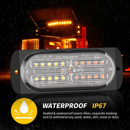 2pcs DC12-24V 3.2W Car 20LED Ultra-thin Strobe Light(White + Yellow Light) - Warning Lights by PMC Jewellery | Online Shopping South Africa | PMC Jewellery | Buy Now Pay Later Mobicred