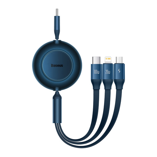 Baseus Bright Mirror 3 in 1 USB-C / Type-C 100W Telescopic Data Cable, Length: 1.2m(Blue) - Multifunction Cable by Baseus | Online Shopping South Africa | PMC Jewellery | Buy Now Pay Later Mobicred