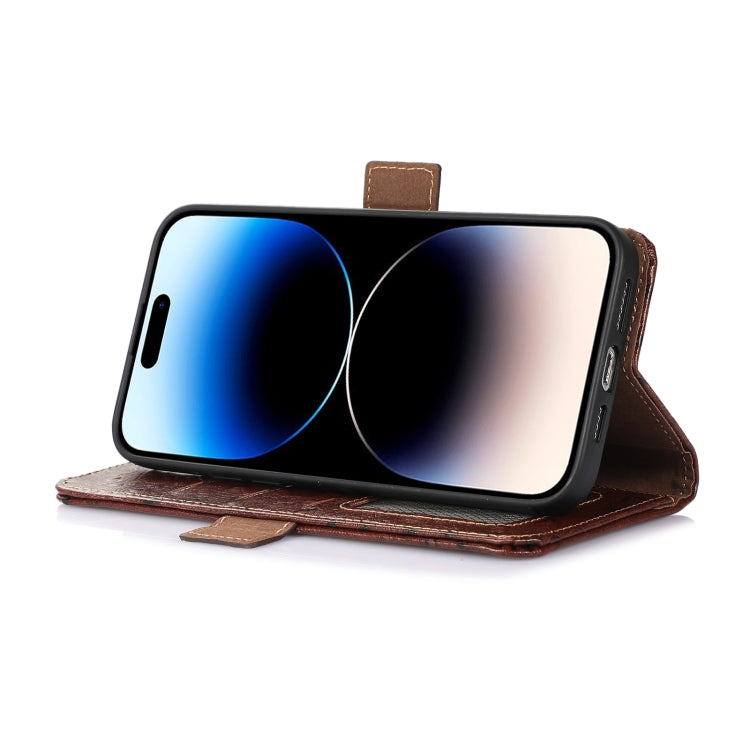 For Google Pixel 7 Ostrich Pattern Genuine Leather RFID Phone Case(Coffee) - Google Cases by PMC TechLife | Online Shopping South Africa | PMC TechLife | Buy Now Pay Later Mobicred