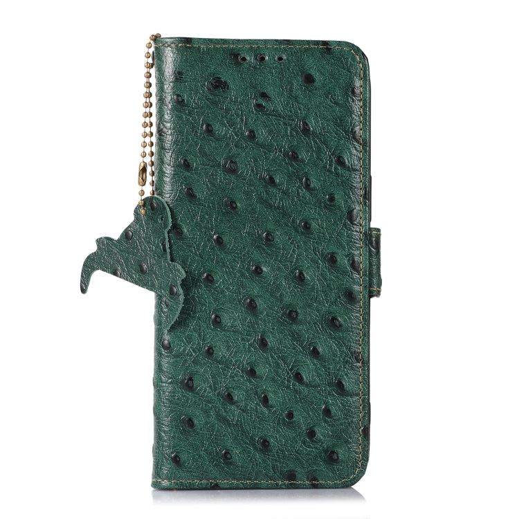 For Google Pixel 7 Ostrich Pattern Genuine Leather RFID Phone Case(Green) - Google Cases by PMC TechLife | Online Shopping South Africa | PMC TechLife | Buy Now Pay Later Mobicred