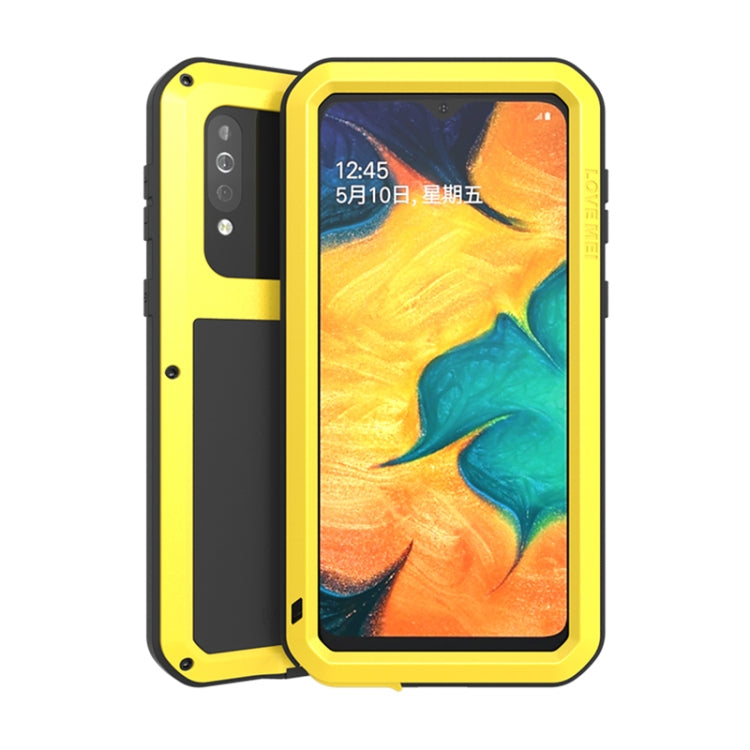 For Galaxy A40s LOVE MEI Metal Shockproof Waterproof Dustproof Protective Case(Yellow) - Galaxy Phone Cases by LOVE MEI | Online Shopping South Africa | PMC Jewellery