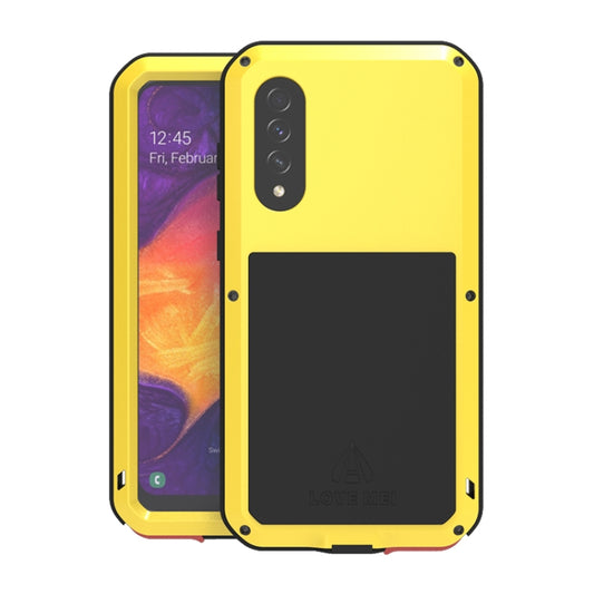 For Galaxy A50 LOVE MEI Metal Shockproof Waterproof Dustproof Protective Case(Yellow) - Galaxy Phone Cases by LOVE MEI | Online Shopping South Africa | PMC Jewellery | Buy Now Pay Later Mobicred