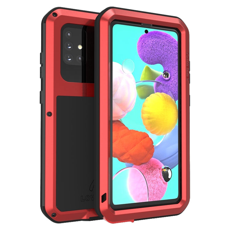 For Galaxy A51 LOVE MEI Metal Shockproof Waterproof Dustproof Protective Case(Red) - Galaxy Phone Cases by LOVE MEI | Online Shopping South Africa | PMC Jewellery