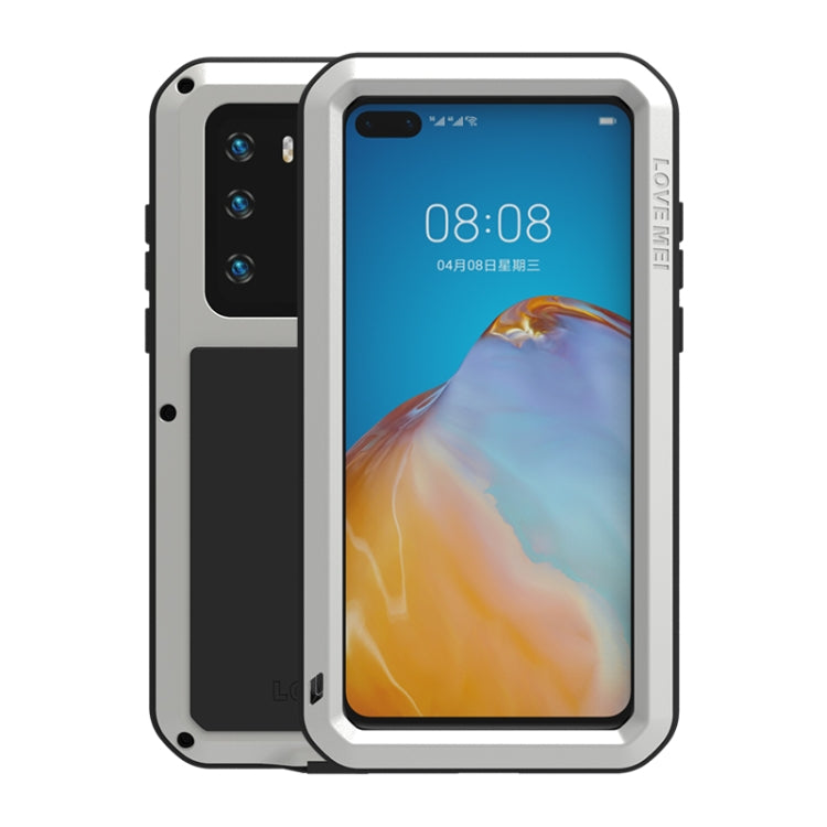 For Huawei P40 LOVE MEI Metal Shockproof Waterproof Dustproof Protective Case(Silver) - Huawei Cases by LOVE MEI | Online Shopping South Africa | PMC Jewellery