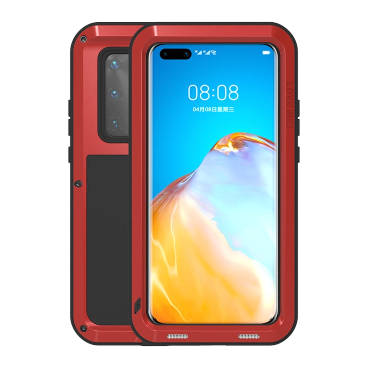 For Huawei P40 Pro LOVE MEI Metal Shockproof Waterproof Dustproof Protective Case(Red) - Huawei Cases by LOVE MEI | Online Shopping South Africa | PMC Jewellery