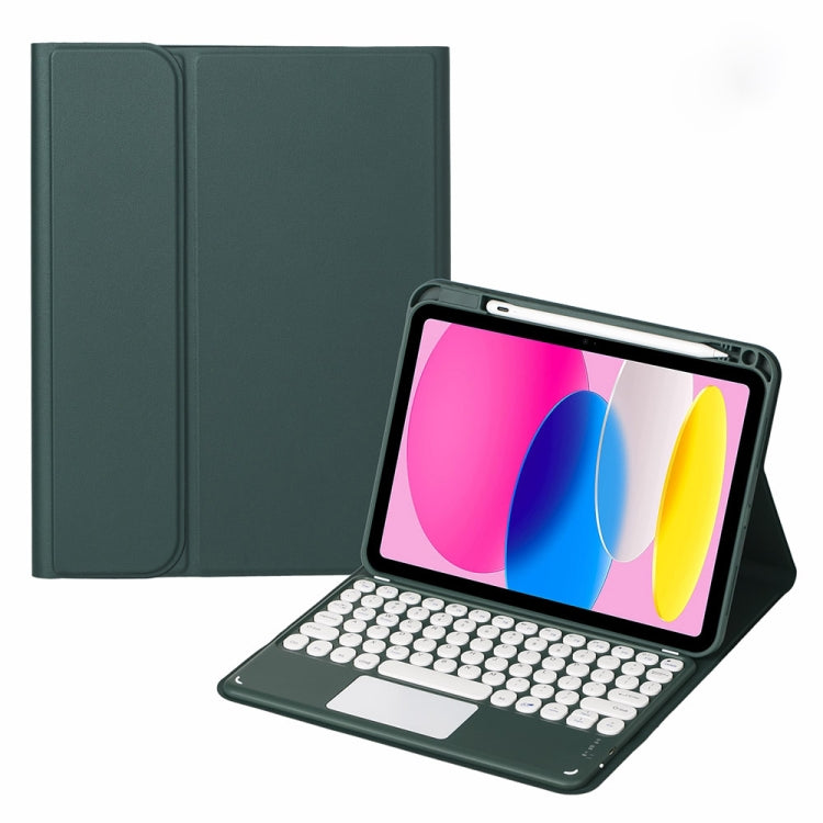 For iPad 10th Gen 10.9 2022 SA-10C Bluetooth Touch Keyboard Leather Tablet Case with Pen Slot(Dark Green) - Universal by PMC Jewellery | Online Shopping South Africa | PMC Jewellery