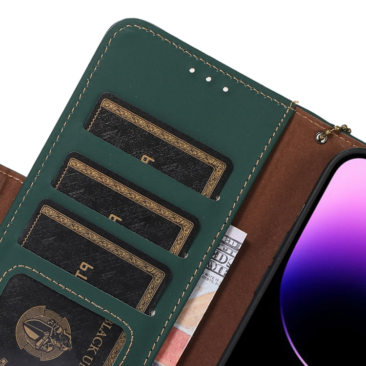 For Google Pixel 7 Pro Genuine Leather Magnetic RFID Leather Phone Case(Green) - Google Cases by PMC TechLife | Online Shopping South Africa | PMC TechLife | Buy Now Pay Later Mobicred