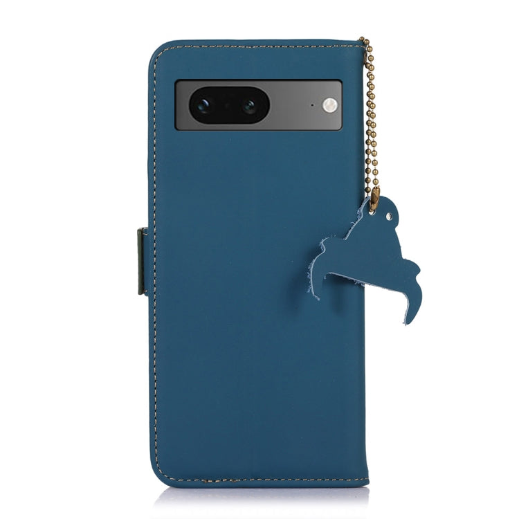 For Google Pixel 7 Genuine Leather Magnetic RFID Leather Phone Case(Blue) - Google Cases by PMC TechLife | Online Shopping South Africa | PMC TechLife | Buy Now Pay Later Mobicred