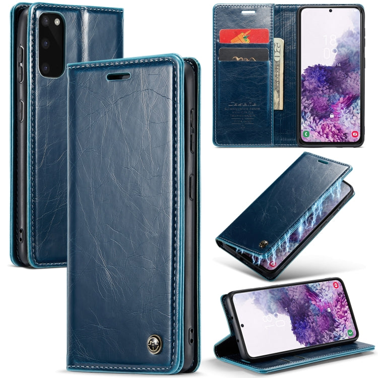 For Samsung Galaxy S20 CaseMe 003 Crazy Horse Texture Leather Phone Case(Blue) - Galaxy Phone Cases by CaseMe | Online Shopping South Africa | PMC Jewellery | Buy Now Pay Later Mobicred