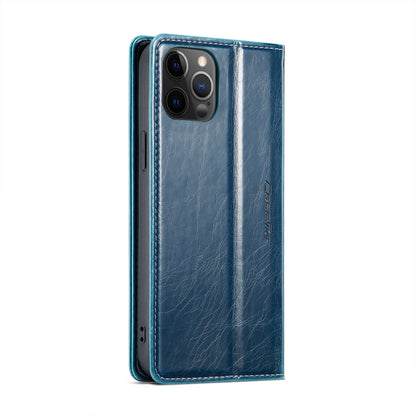 For iPhone 12 Pro CaseMe 003 Crazy Horse Texture Leather Phone Case(Blue) - iPhone 12 / 12 Pro Cases by CaseMe | Online Shopping South Africa | PMC Jewellery | Buy Now Pay Later Mobicred