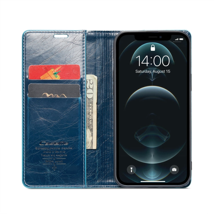 For iPhone 12 Pro CaseMe 003 Crazy Horse Texture Leather Phone Case(Blue) - iPhone 12 / 12 Pro Cases by CaseMe | Online Shopping South Africa | PMC Jewellery | Buy Now Pay Later Mobicred