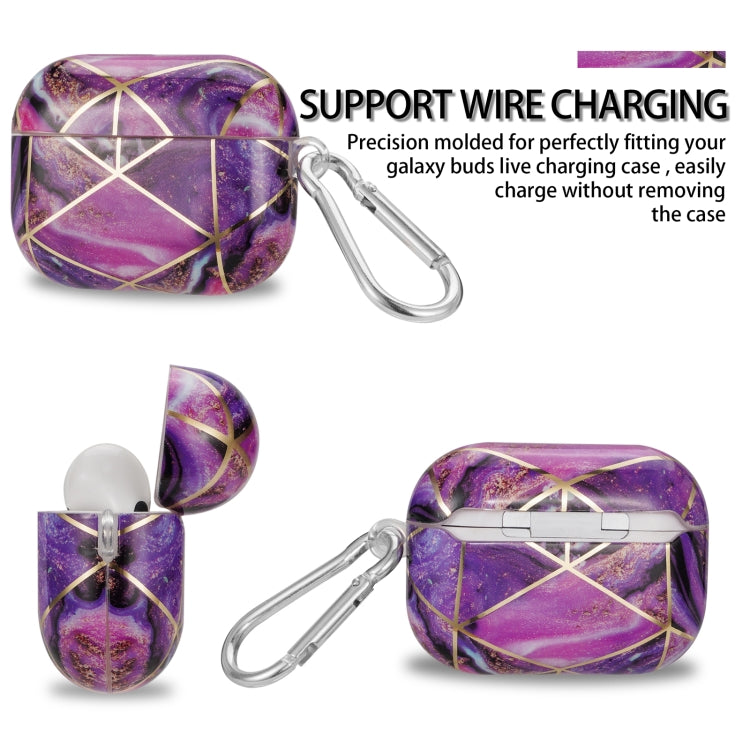 For AirPods Pro 2 Electroplate Marble Pattern Wireless Earphone Protective Case with Hook(Purple) - For AirPods Pro 2 by PMC Jewellery | Online Shopping South Africa | PMC Jewellery