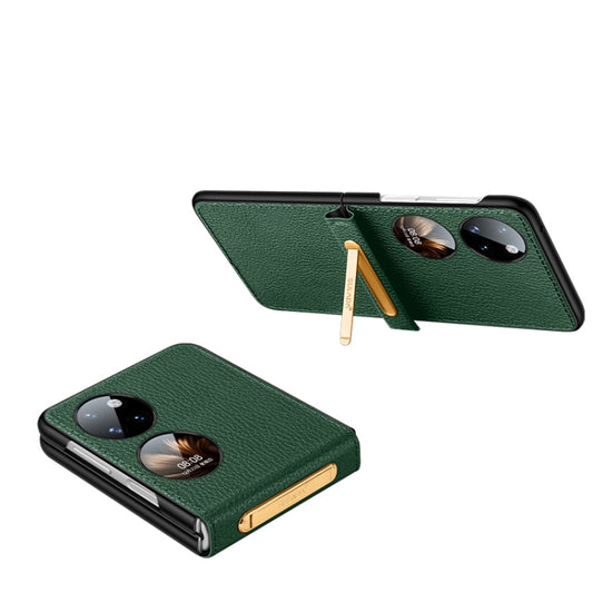 For Huawei P50 Pocket SULADA Invisible Bracket Leather Back Cover Phone Case(Dark Green) - Huawei Cases by SULADA | Online Shopping South Africa | PMC Jewellery | Buy Now Pay Later Mobicred