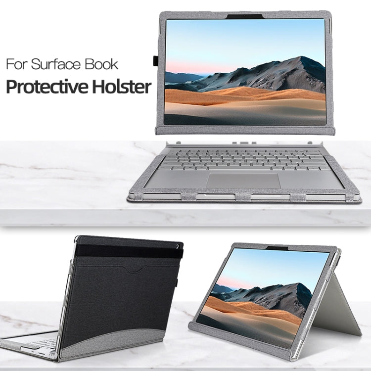 For MicroSoft Surface Book 3 / 2 / 1 15 inch Leather Laptop Case(Black Grey) - Others by PMC TechLife | Online Shopping South Africa | PMC TechLife | Buy Now Pay Later Mobicred