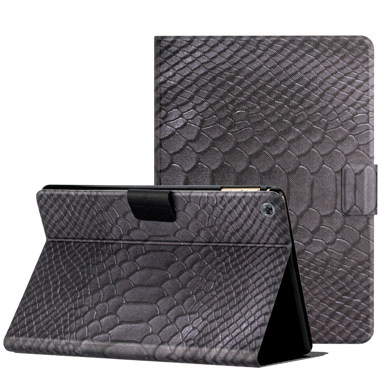 For Huawei MatePad T 10s Solid Color Crocodile Texture Leather Tablet Case(Black) - Huawei by PMC TechLife | Online Shopping South Africa | PMC TechLife | Buy Now Pay Later Mobicred