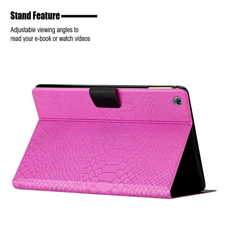 For Huawei MatePad T 10s Solid Color Crocodile Texture Leather Tablet Case(Rose Red) - Huawei by PMC TechLife | Online Shopping South Africa | PMC TechLife | Buy Now Pay Later Mobicred