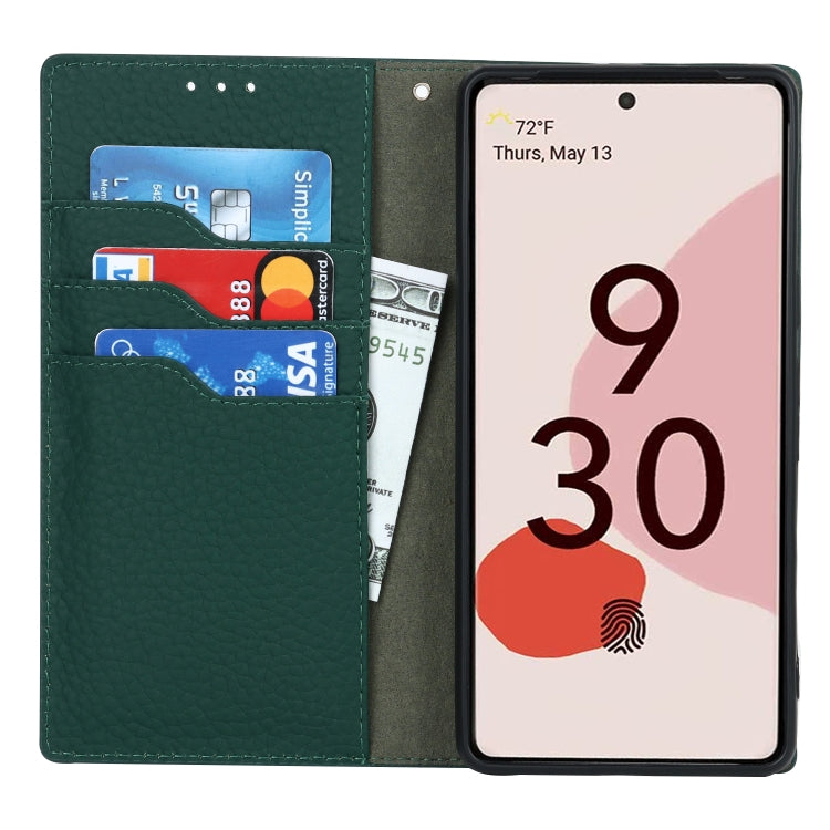 For Google Pixel 7 5G Litchi Texture Genuine Leather Phone Case(Dark Green) - Google Cases by PMC TechLife | Online Shopping South Africa | PMC TechLife | Buy Now Pay Later Mobicred