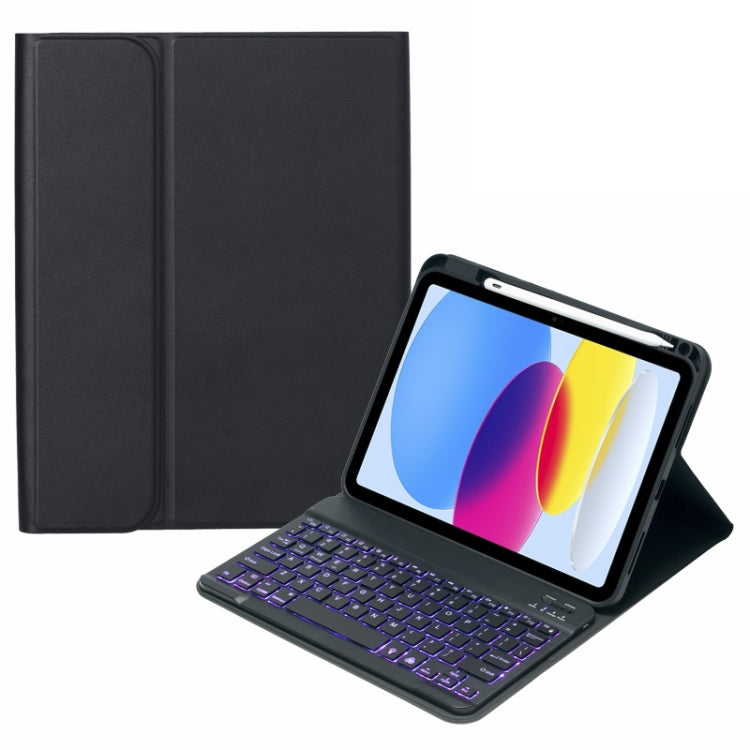 For iPad 10th Gen 10.9 2022 SA-10DS Backlight Bluetooth Keyboard Leather Tablet Case with Pen Slot(Black) - Universal by PMC Jewellery | Online Shopping South Africa | PMC Jewellery