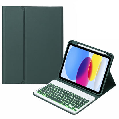 For iPad 10th Gen 10.9 2022 SA-10DS Backlight Bluetooth Keyboard Leather Tablet Case with Pen Slot(Dark Green) - Universal by PMC Jewellery | Online Shopping South Africa | PMC Jewellery