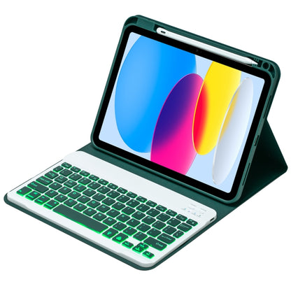 For iPad 10th Gen 10.9 2022 SA-10DS Backlight Bluetooth Keyboard Leather Tablet Case with Pen Slot(Dark Green) - Universal by PMC Jewellery | Online Shopping South Africa | PMC Jewellery