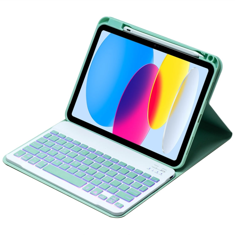 For iPad 10th Gen 10.9 2022 SA-10DS Backlight Bluetooth Keyboard Leather Tablet Case with Pen Slot(Light Green) - Universal by PMC Jewellery | Online Shopping South Africa | PMC Jewellery