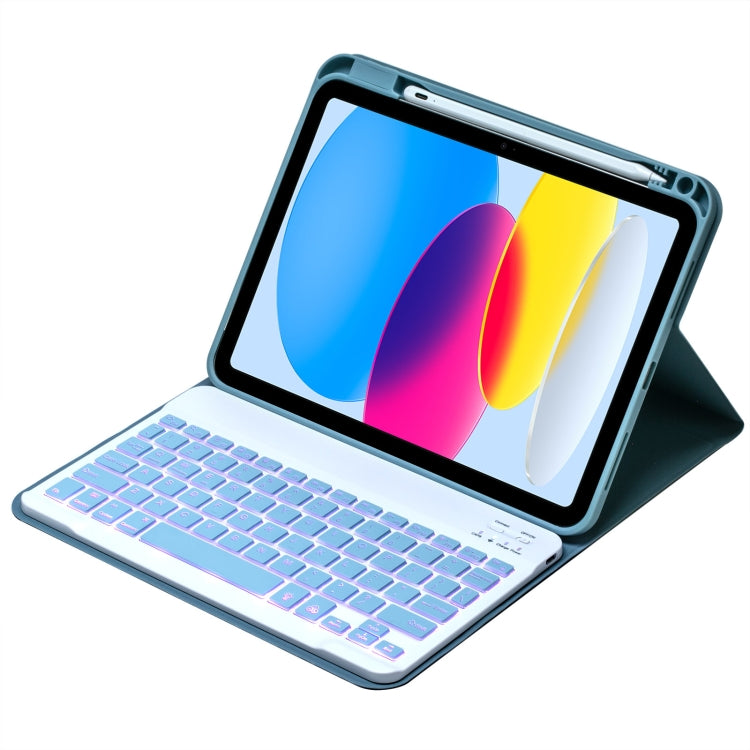 For iPad 10th Gen 10.9 2022 SA-10DS Backlight Bluetooth Keyboard Leather Tablet Case with Pen Slot(Light Blue) - Universal by PMC Jewellery | Online Shopping South Africa | PMC Jewellery