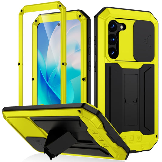 For Samsung Galaxy S23 5G R-JUST Sliding Camera Design Life Waterproof Dustproof Shockproof Phone Case(Yellow) - Galaxy S23 5G Cases by R-JUST | Online Shopping South Africa | PMC Jewellery | Buy Now Pay Later Mobicred