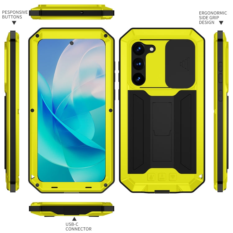 For Samsung Galaxy S23 5G R-JUST Sliding Camera Design Life Waterproof Dustproof Shockproof Phone Case(Yellow) - Galaxy S23 5G Cases by R-JUST | Online Shopping South Africa | PMC Jewellery