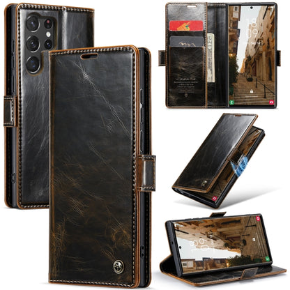 For Samsung Galaxy S23 Ultra 5G CaseMe 003 Crazy Horse Texture Leather Phone Case(Coffee) - Galaxy S23 Ultra 5G Cases by CaseMe | Online Shopping South Africa | PMC Jewellery | Buy Now Pay Later Mobicred