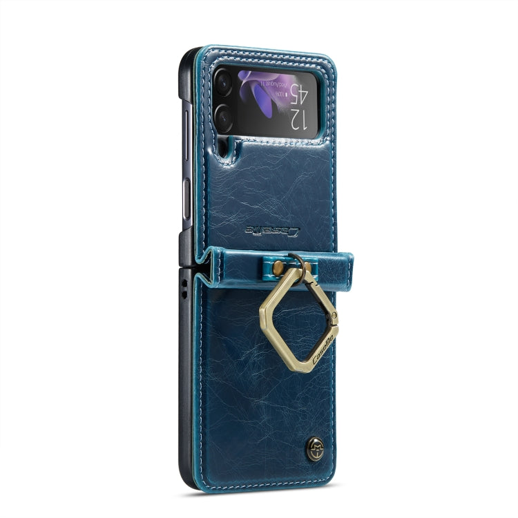 For Samsung Galaxy Z Flip3 5G CaseMe 003 Crazy Horse Texture Leather Phone Case with Lanyard(Blue) - Galaxy Phone Cases by CaseMe | Online Shopping South Africa | PMC Jewellery | Buy Now Pay Later Mobicred