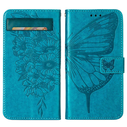 For Google Pixel 7a Embossed Butterfly Flip Leather Phone Case(Blue) - Google Cases by PMC Jewellery | Online Shopping South Africa | PMC Jewellery | Buy Now Pay Later Mobicred