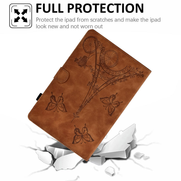 For Huawei MediaPad T5 Tower Embossed Leather Tablet Case(Brown) - Huawei by PMC TechLife | Online Shopping South Africa | PMC TechLife | Buy Now Pay Later Mobicred