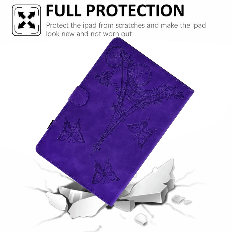 For Huawei MediaPad T5 Tower Embossed Leather Tablet Case(Purple) - Huawei by PMC TechLife | Online Shopping South Africa | PMC TechLife | Buy Now Pay Later Mobicred