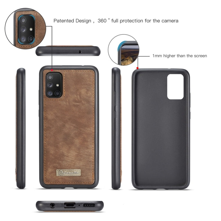 For Galaxy A51 4G CaseMe-008 Detachable Multifunctional Horizontal Flip Leather Case with Card Slot & Holder & Zipper Wallet & Photo Frame(Brown) - Galaxy Phone Cases by CaseMe | Online Shopping South Africa | PMC Jewellery | Buy Now Pay Later Mobicred